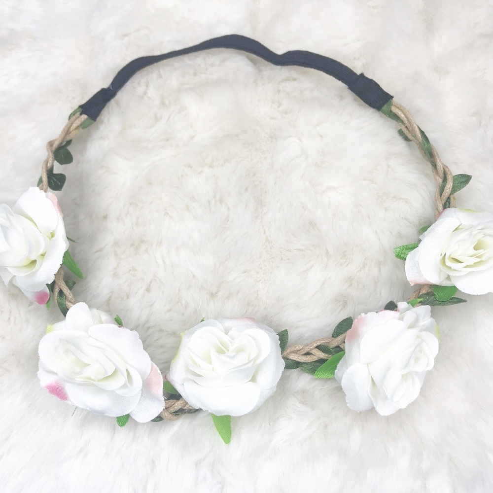 Boho Flower Crown/ Headband (new) White